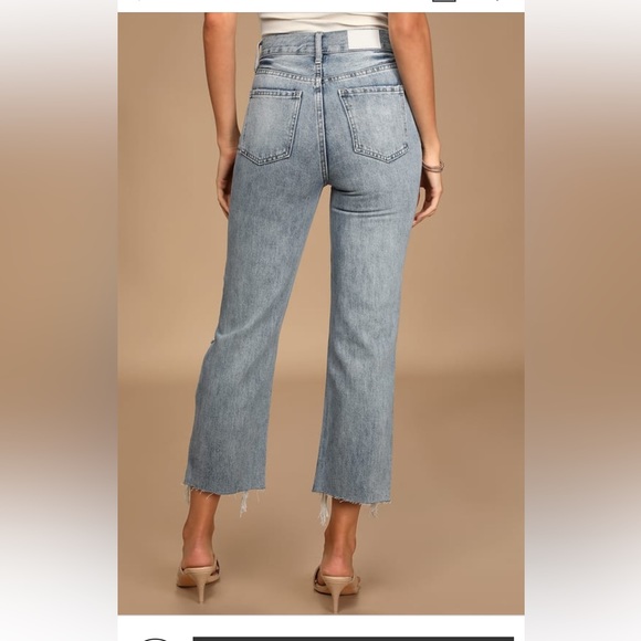 Cassie Light Wash Distressed Super High Rise Straight Crop Jeans - Picture 4 of 7